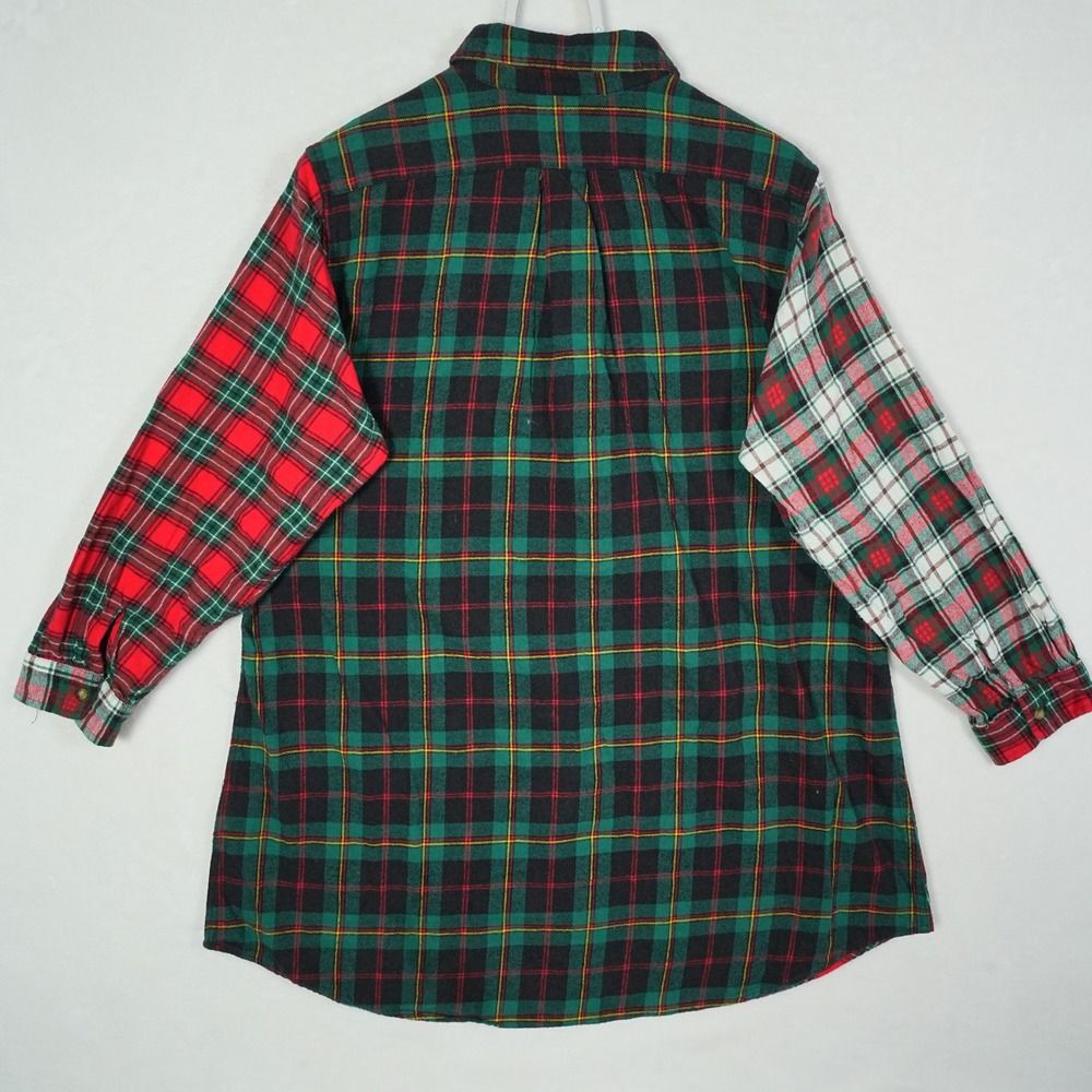 Lauren Ralph Lauren XL Patchwork Plaid Flannel Shirt Womens Tartan Colorblock - Picture 4 of 10